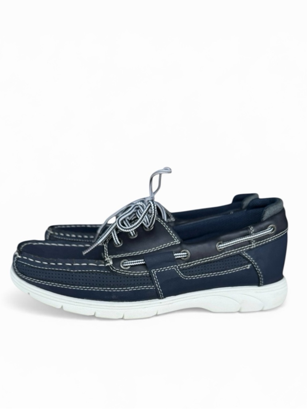 Thom McAn Navy Boat Shoes Lace Up Deck Shoes Preppy Coastal Men’s 8.5